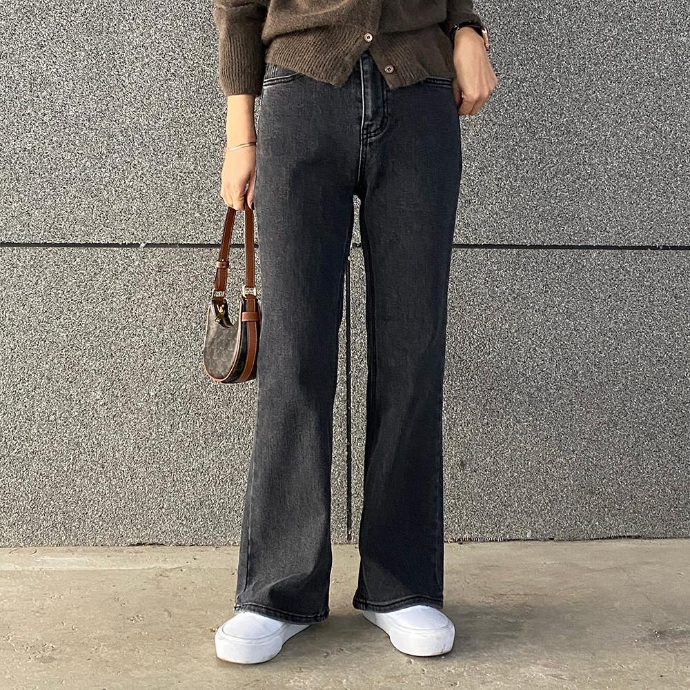 [기모] 153cm 키작녀청바지 하이웨스트 부츠컷 흑청 팬츠