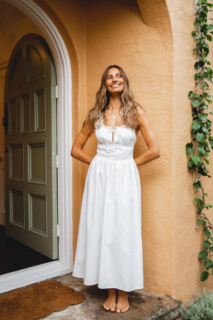 VRG GRL French Silhouette Midi Dress // White - 8