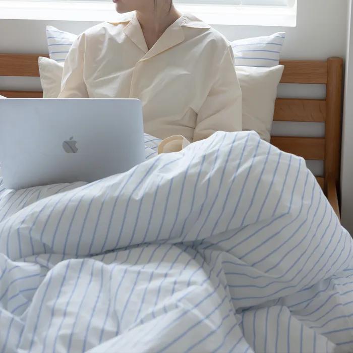 틴틴 스트라이프 60수 순면 차렵이불 Q세트 (3colors)