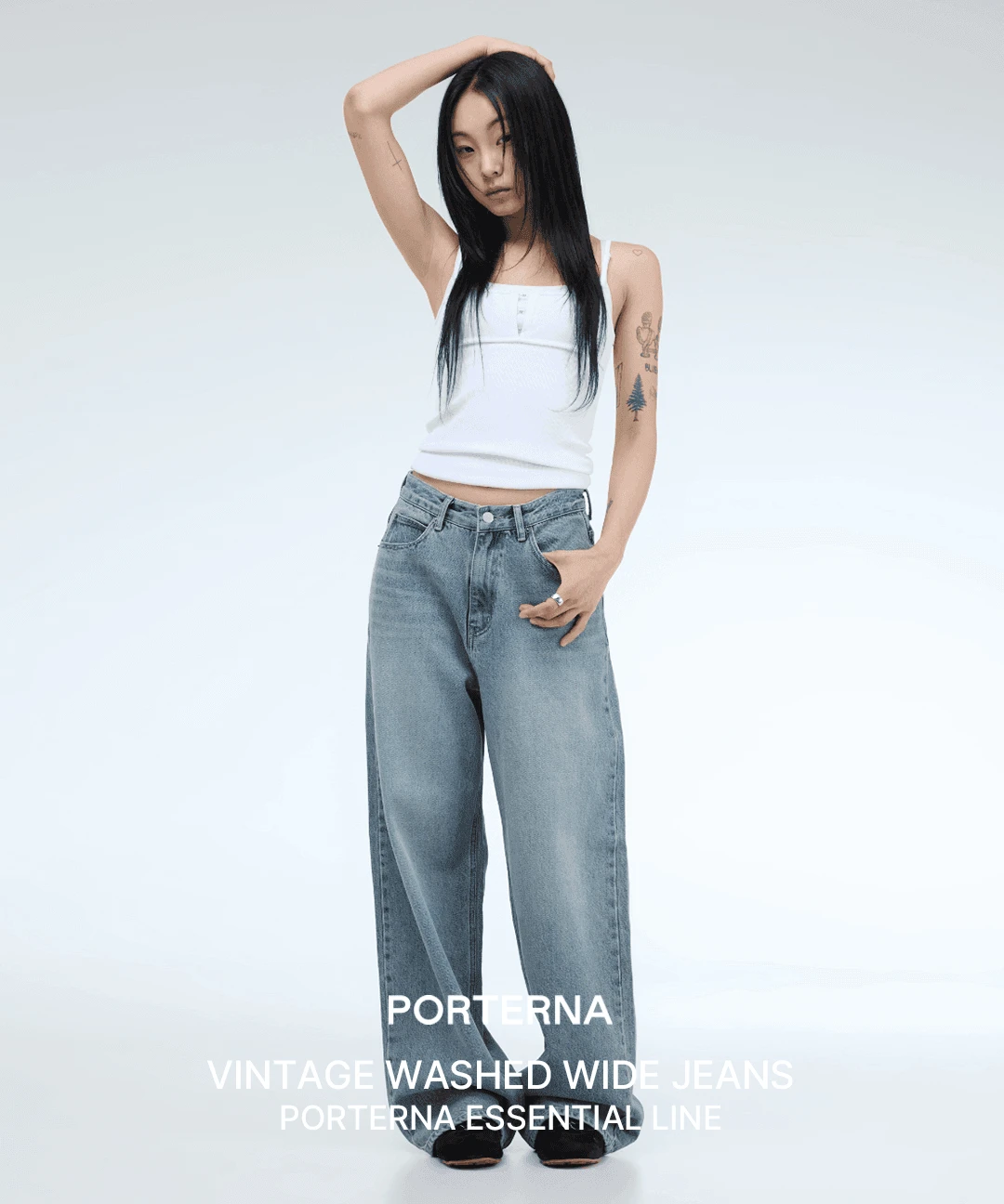 PRTN)빈티지 워시드 와이드 진(당일배송)