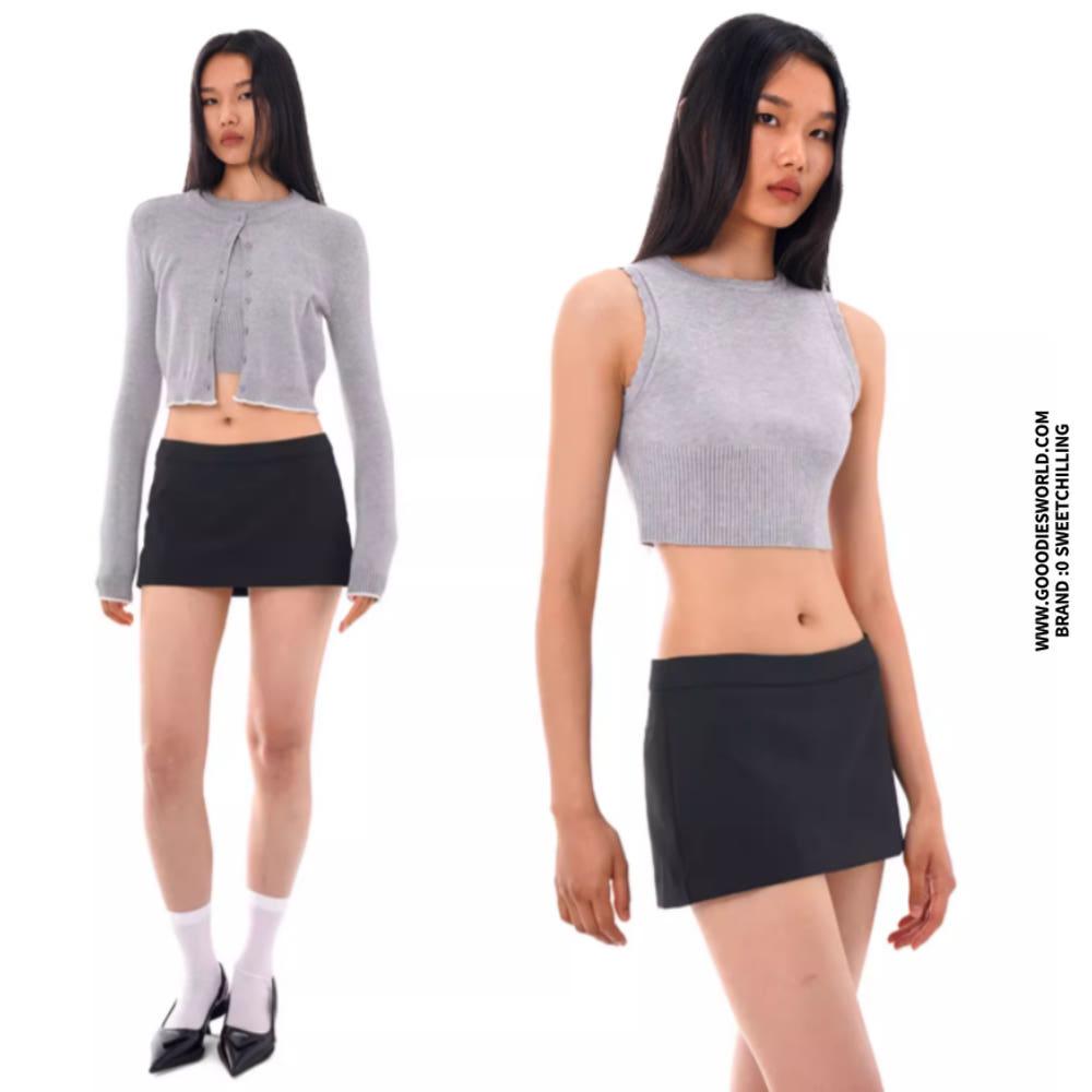 SWEETCHILLING 스위트칠링 카디건 니트 조끼 베어링 이너 세트 (그레이)