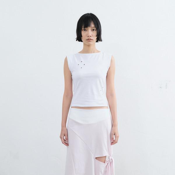 TIED-UP SLIT JERSEY MIDI SKIRT (LIGHT PINK)