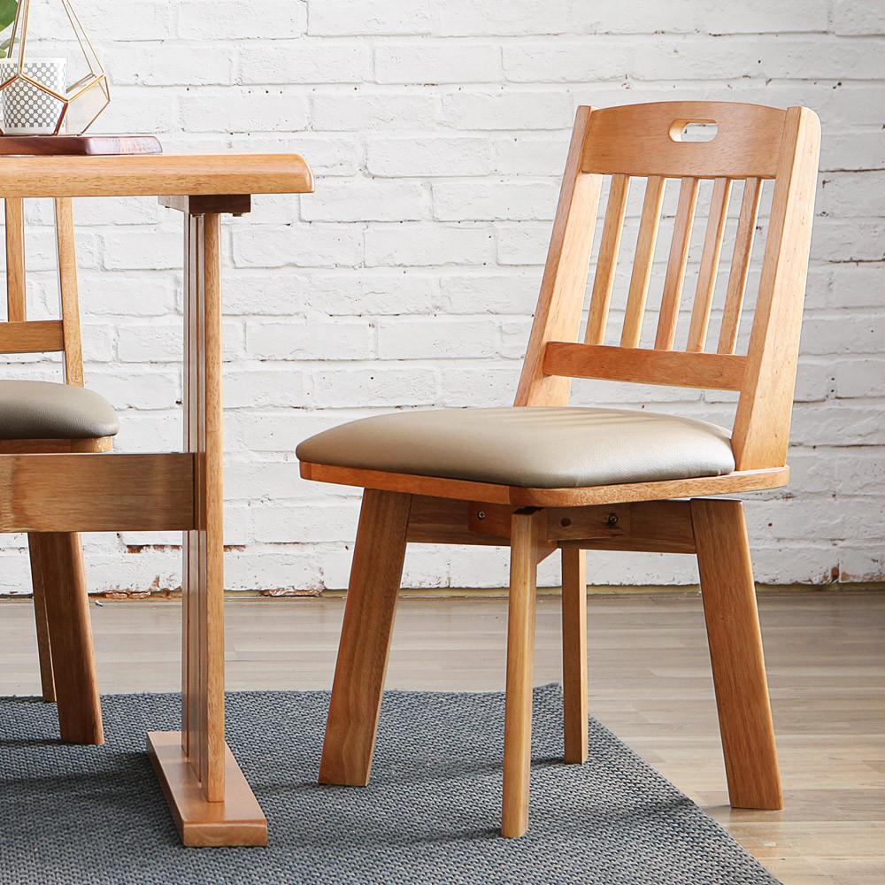 노블 360도 회전 1인용 원목 식탁의자