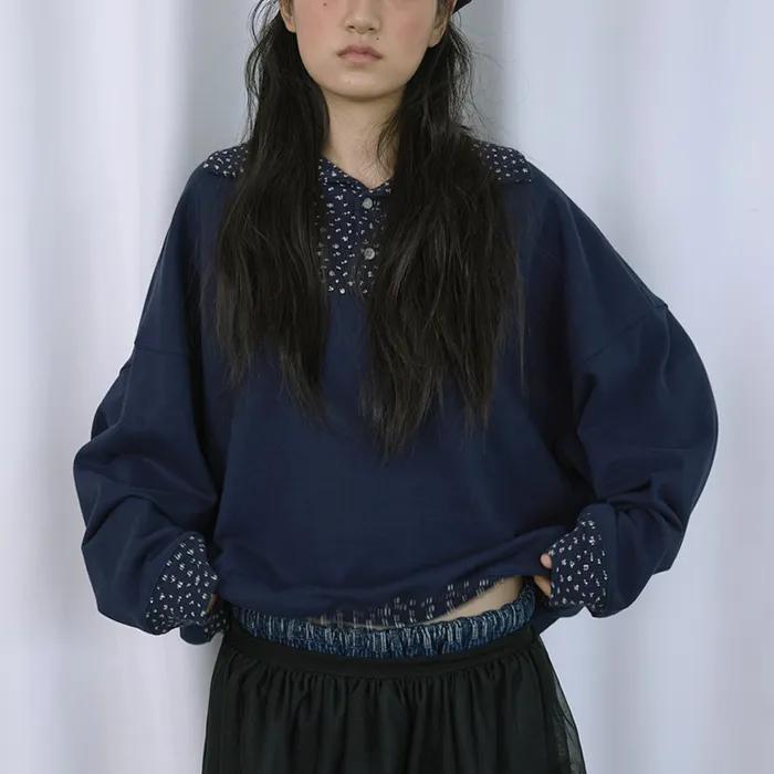 Daisy Back Point Sweatshirt_Navy