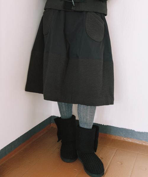 PADDED BANDING POCKET SKIRT, BLACK