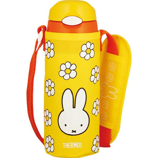 [해외] 진공 단열 빨대 병 원터치 400ml 미피 옐로우 플라워