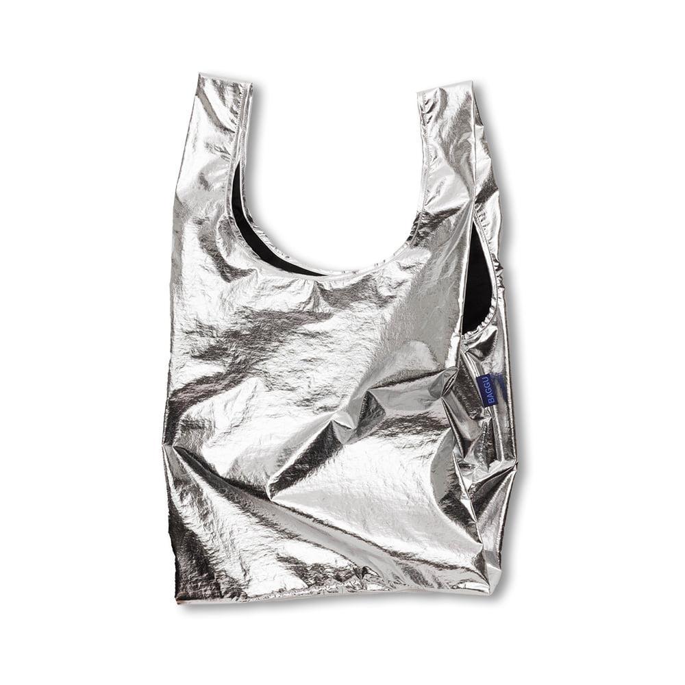 [바쿠백] 휴대용 장바구니 접이식 시장가방 Metallic Silver