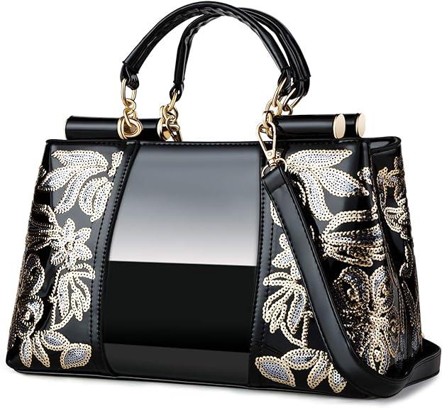 Nevenka Handbags For Women Patent Leather Designer Purse Suitable for Shopping Party Daily Use