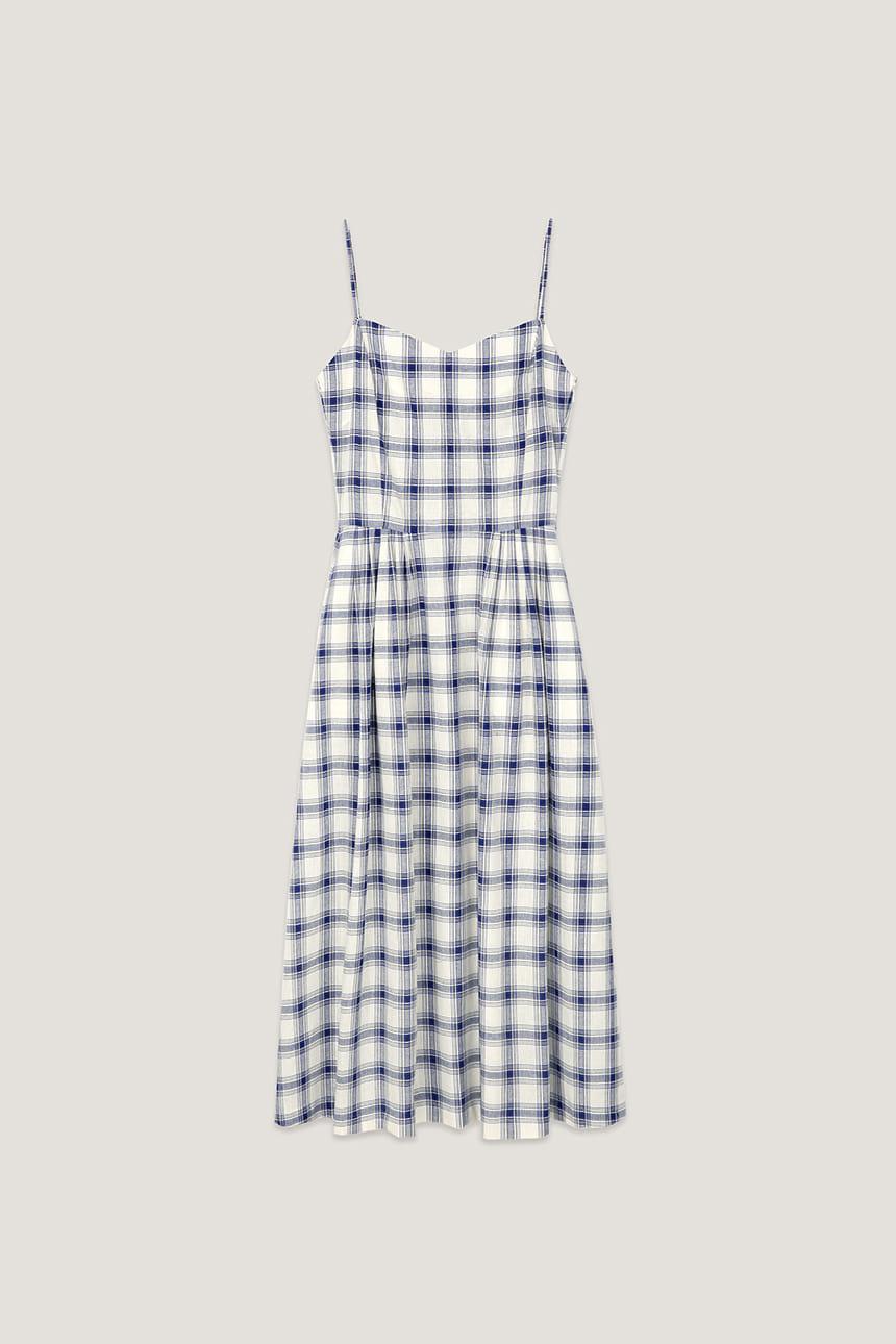 사계 캐미솔 원피스 (Blue check)