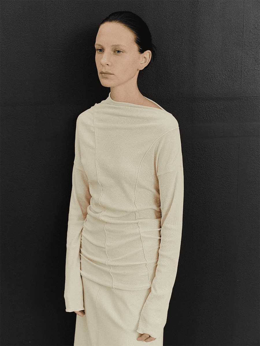 TVF ASYMMETRIC DRAPE TOP_CREAM