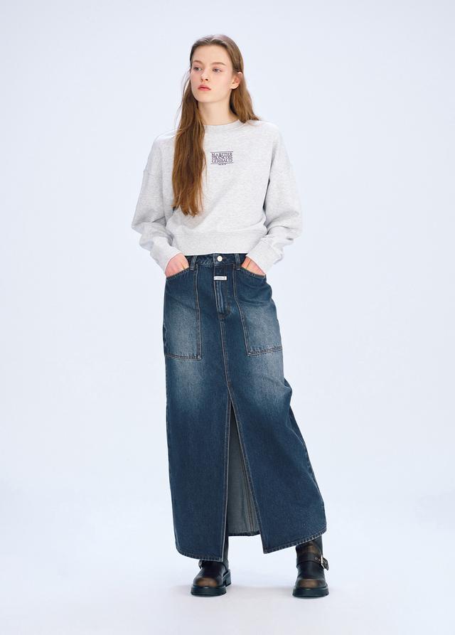 [3/8 예약 발송] W MAXI OUT POCKET DENIM SKIRT blue