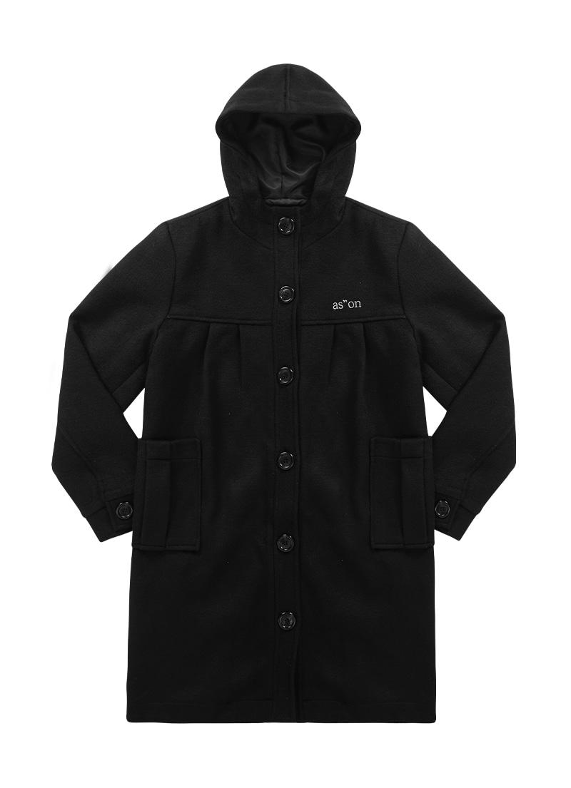 ALLO HOOD LONG COAT / BLACK