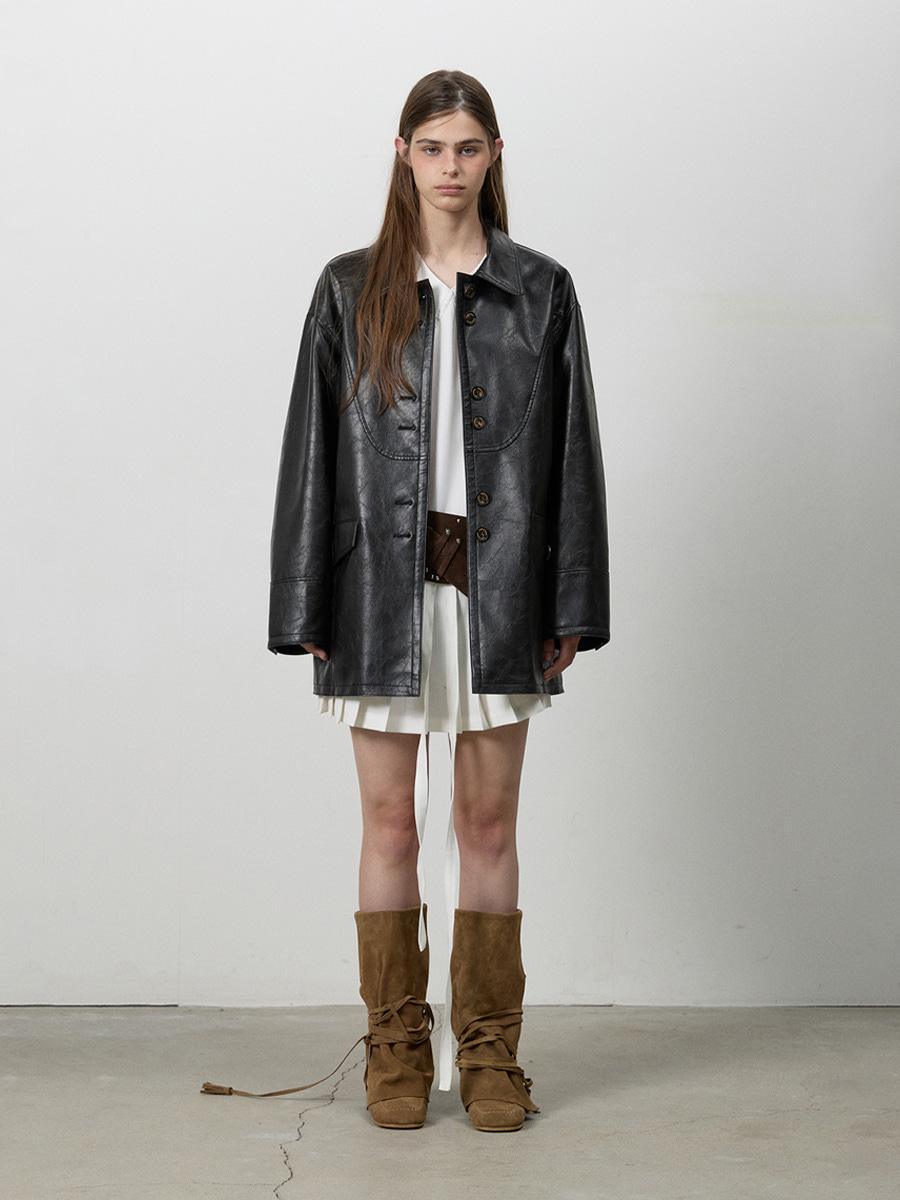 SPLIT LEATHER JACKET BLACK