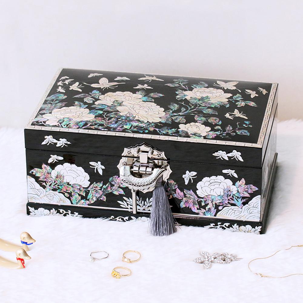 따숨 2단 자개보석함 집들이선물 미니 아이보리자개함 외국인선물 나전칠기보석함 돌반지보관함