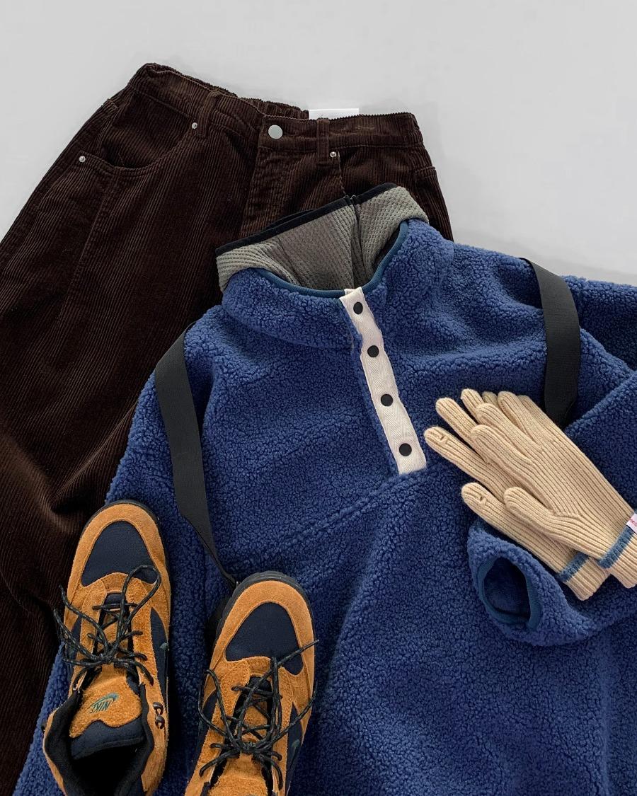 하프 버튼 풀오버 플리스