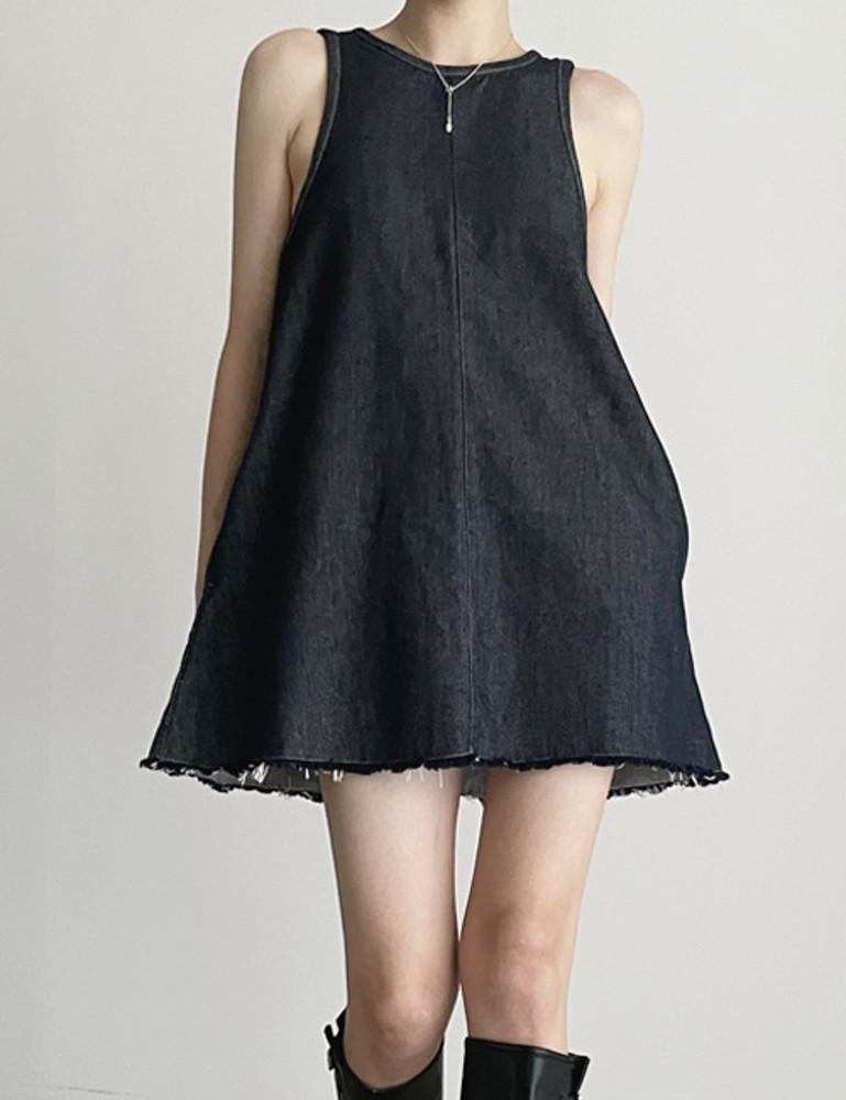 [논페이드] 프렌치 데님 나시 미니 원피스 [진청]