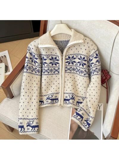 (귈림) 노르딕 집업 크롭 니트 가디건(G4WCD021P)