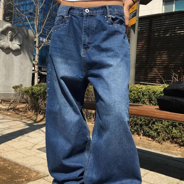 *핏보장* stud wide denim pants 스터드 찡 와이드 데님 팬츠