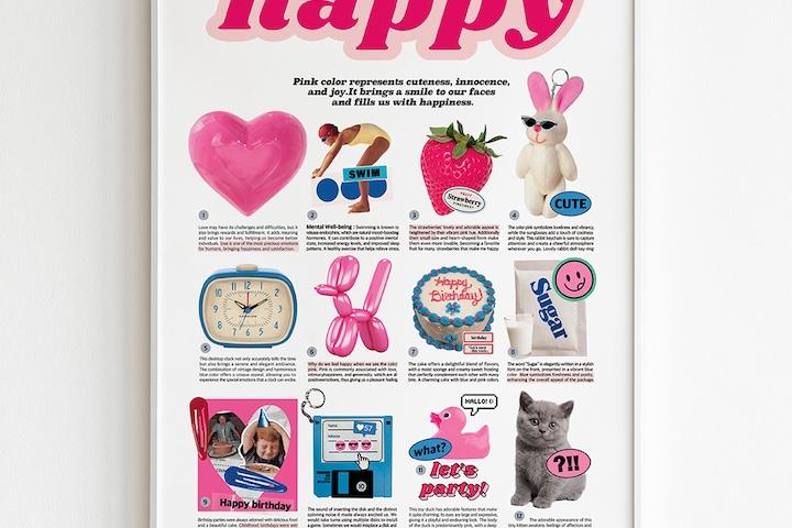 happiness 미드센추리 벽장식 벽꾸미기 인테리어 포스터 액자