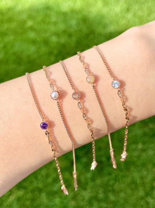 주문폭주💗핑크골드💗써지컬 탄생석 투체인 팔찌