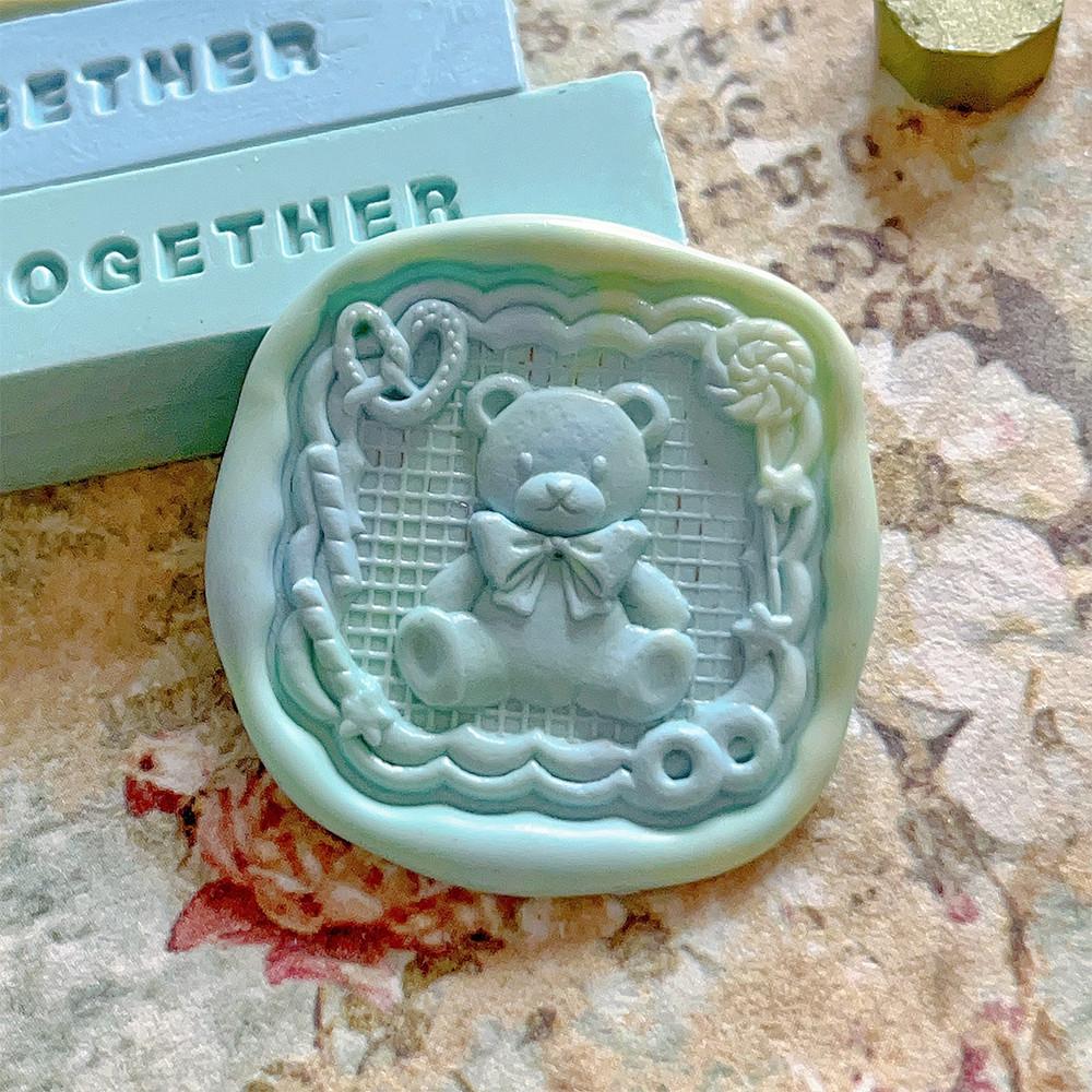 크랩서플라이 입체 조각 vol26 고딕 프레임 클래식 실링스탬프 실링왁스 30-1 곰인형과 디저트 프레임