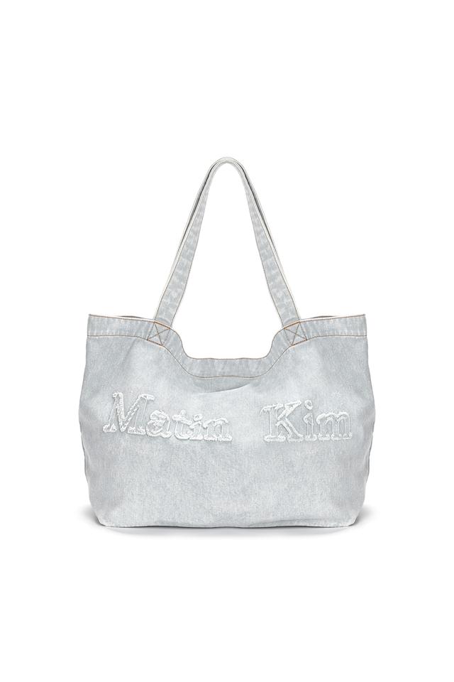 LOGO WASHED DENIM TOTE BAG IN SKY