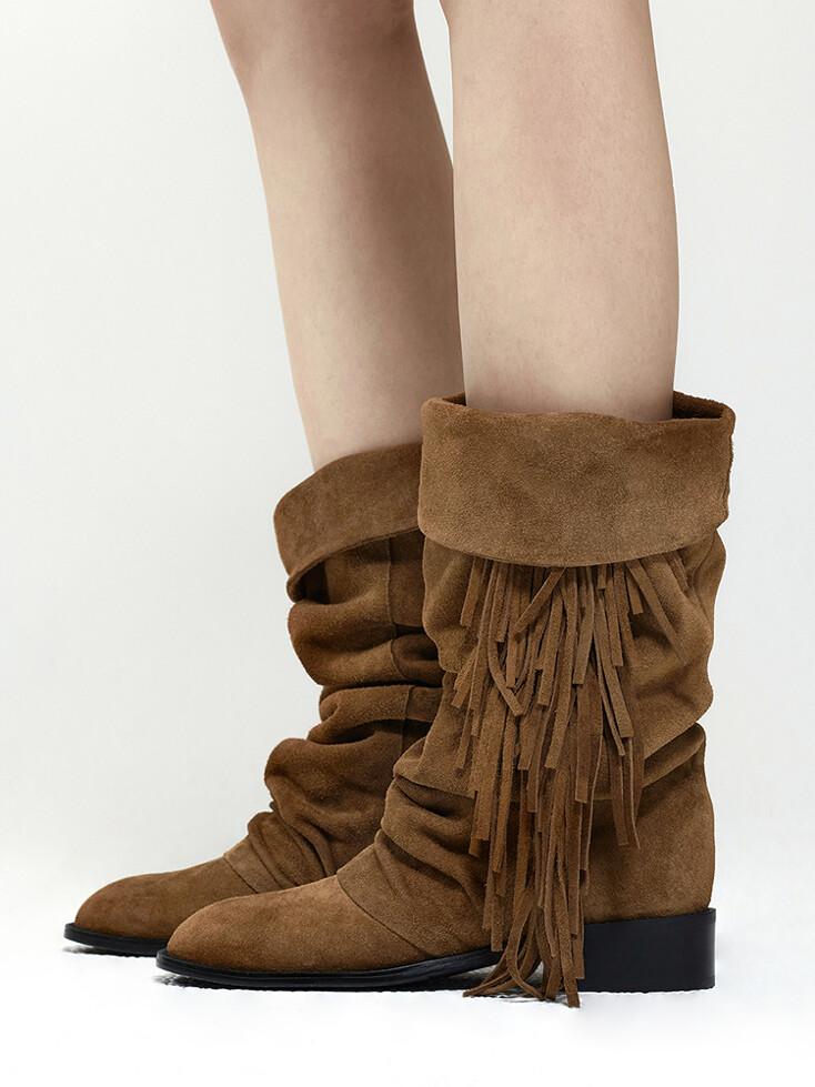 FRINGE DETAIL LONG BOOTS [2colors]