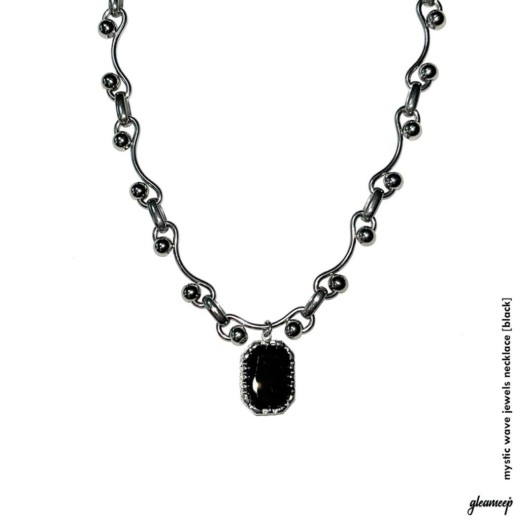 mystic wave jewels necklace [black]