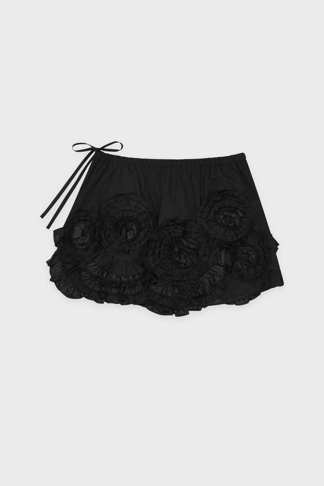 Rose Frill Mini Skirt (Black)