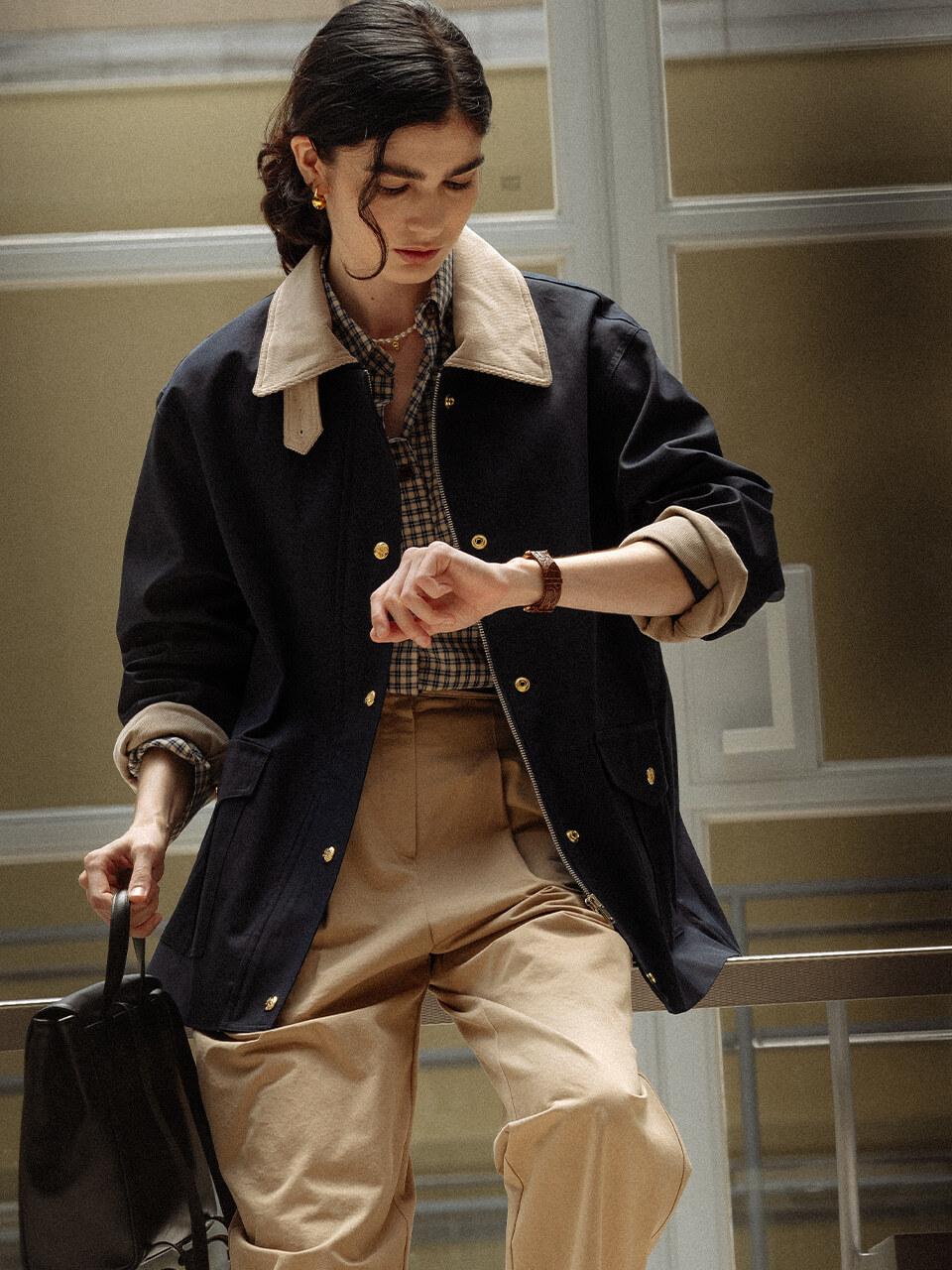 [예약배송]Coloring collar point utility jacket_Dark navy