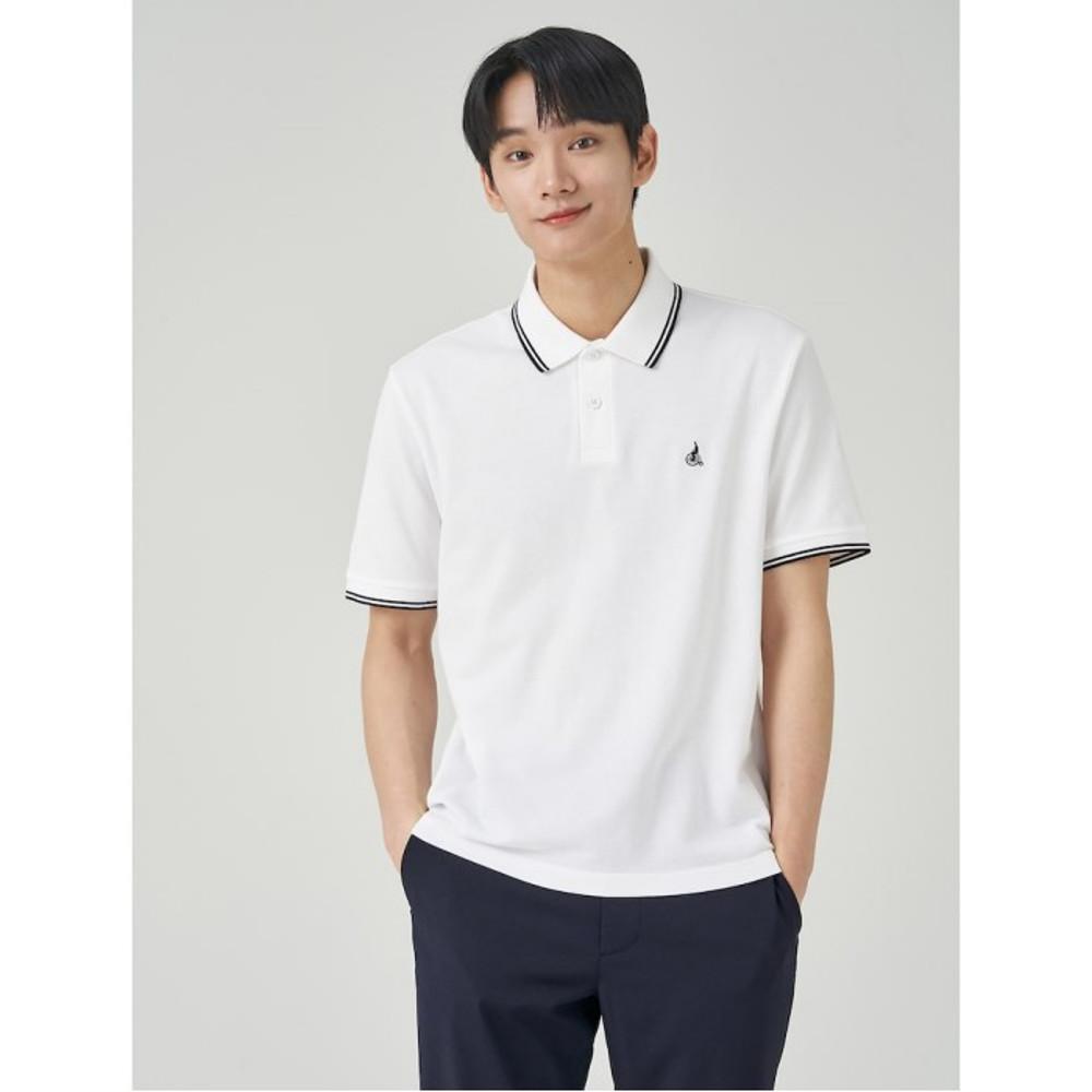 [빈폴멘] 강연PQ 솔리드 반팔 칼라티 - 화이트 (BC2342O011)