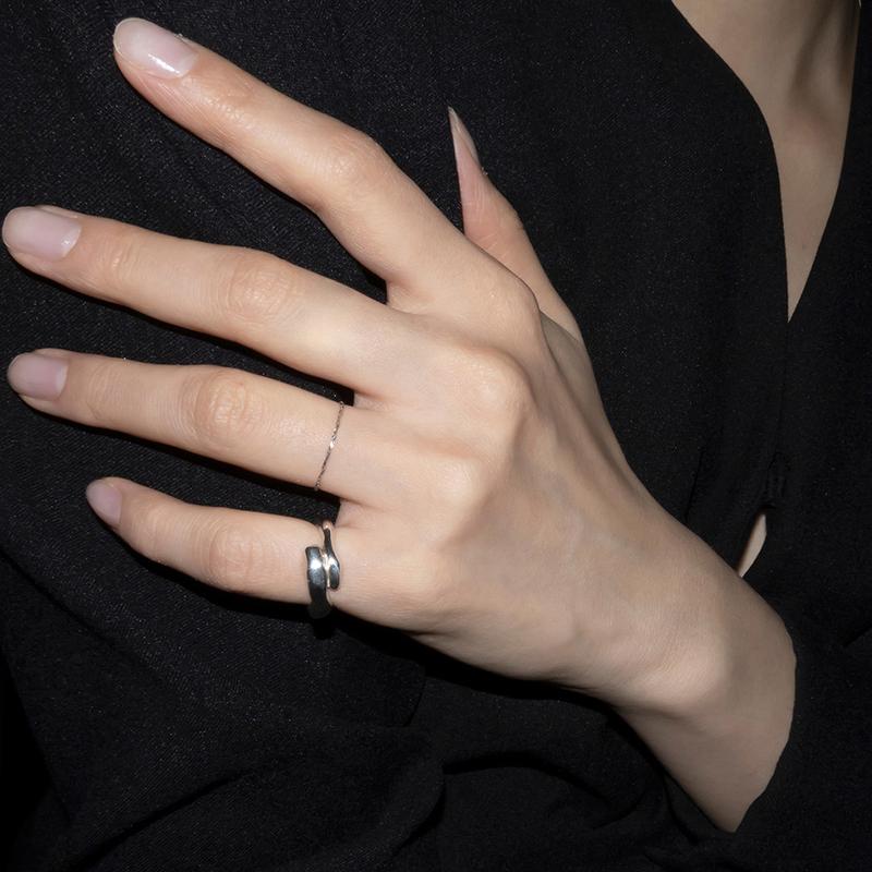 [장원영 착용]Texture layered ring