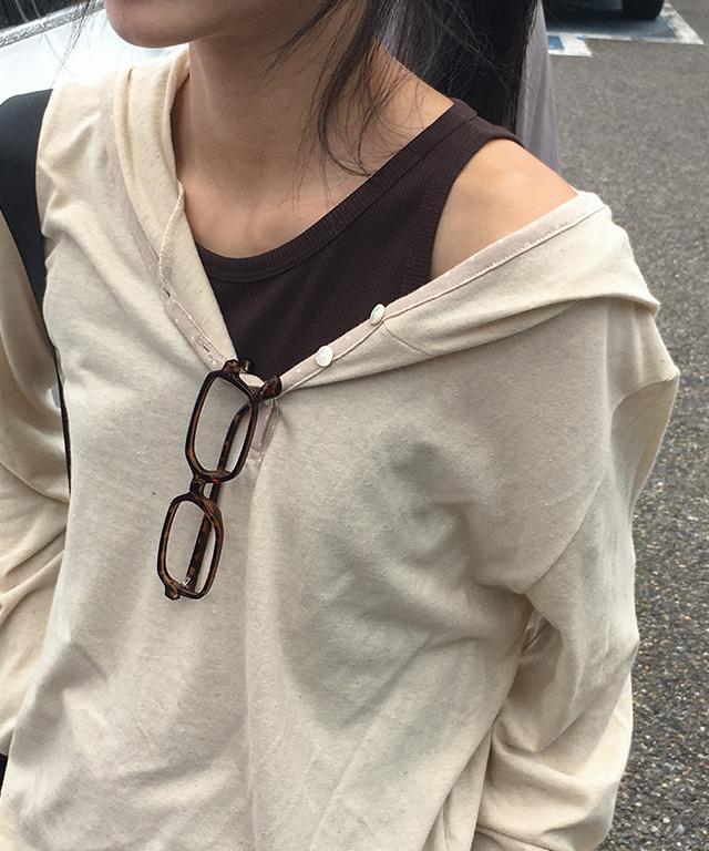 데일리쥬 [MADE] 데니슨 도트 레이어드 빈티지 후드 티셔츠