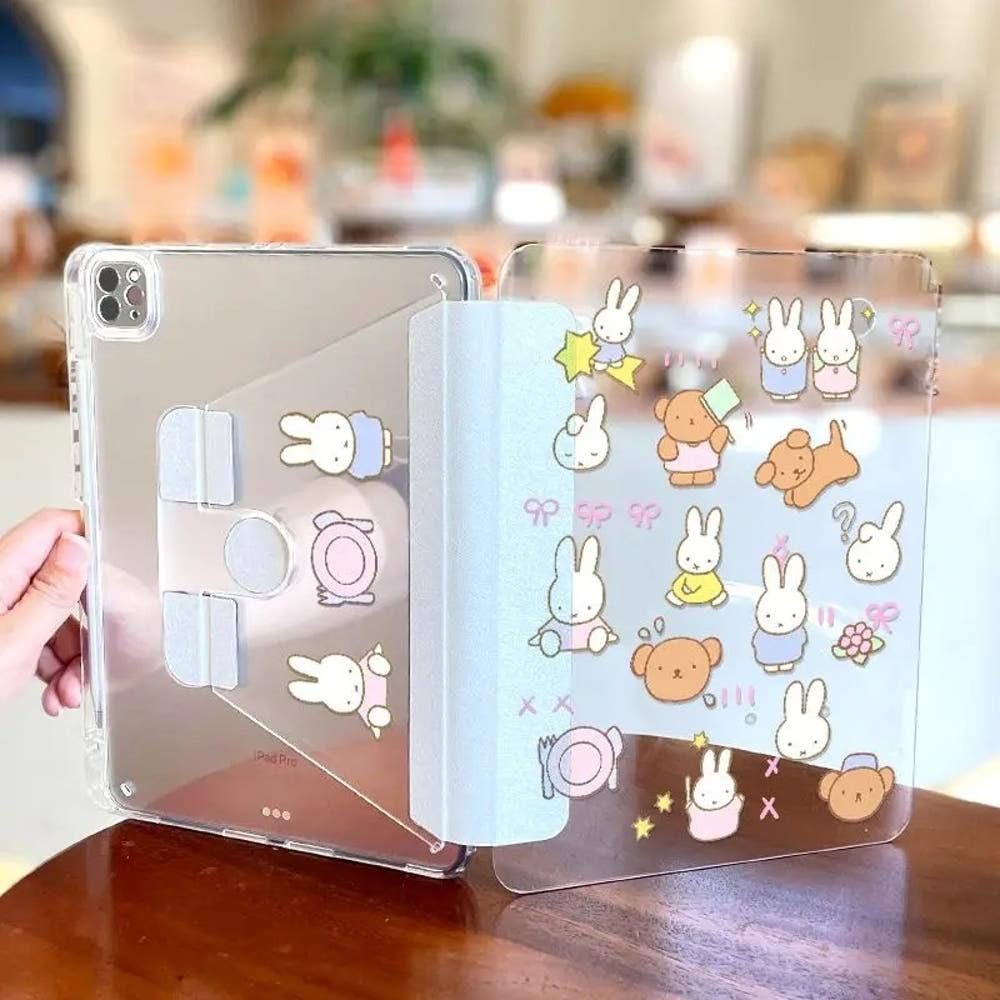 미피 보리스 아크릴 투명 양면 아이패드 케이스 거치대