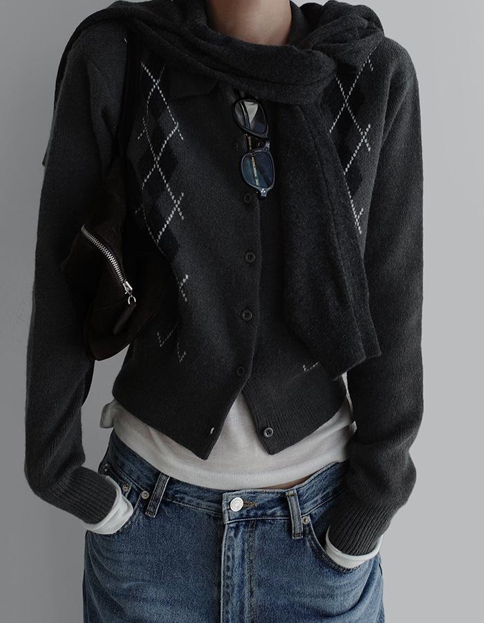 [by LAROOM｜오늘출발] 아가일카라가디건