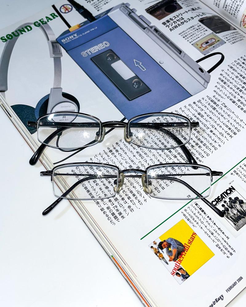 [중고] 블랙 스퀘어 반무테 빈티지안경