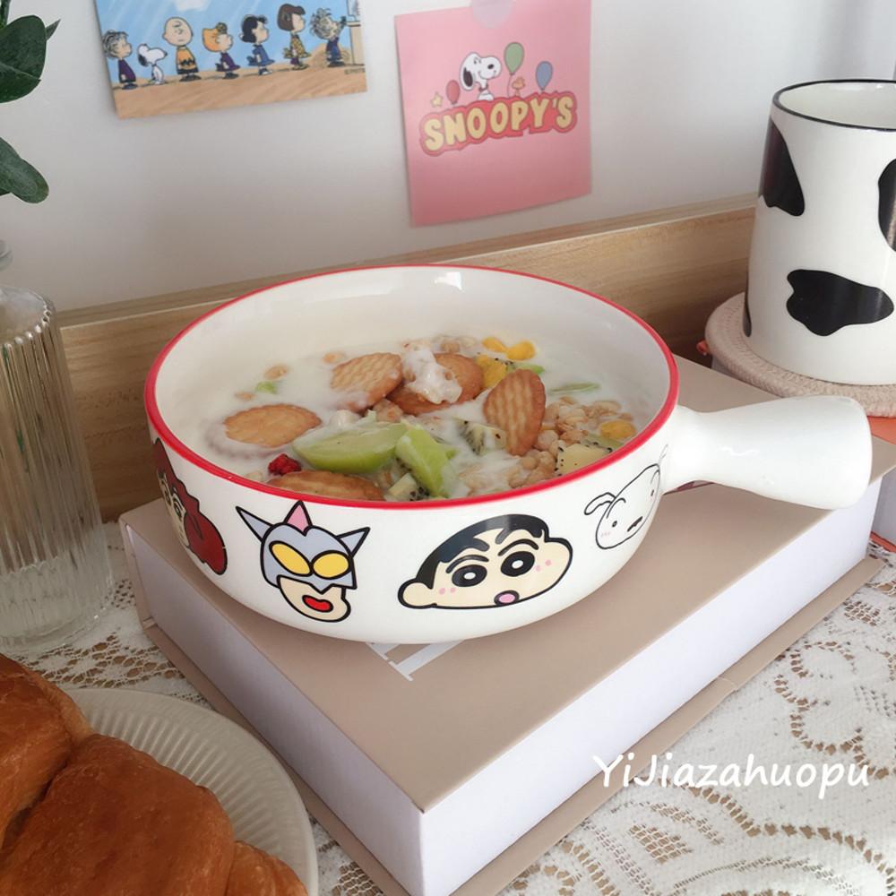 짱구식기세트 텐동 그릇 라면냄비 캐릭터그릇 라면 크레용신짱 손잡이볼 굿즈 귀여운 : 구매대행 지구바바