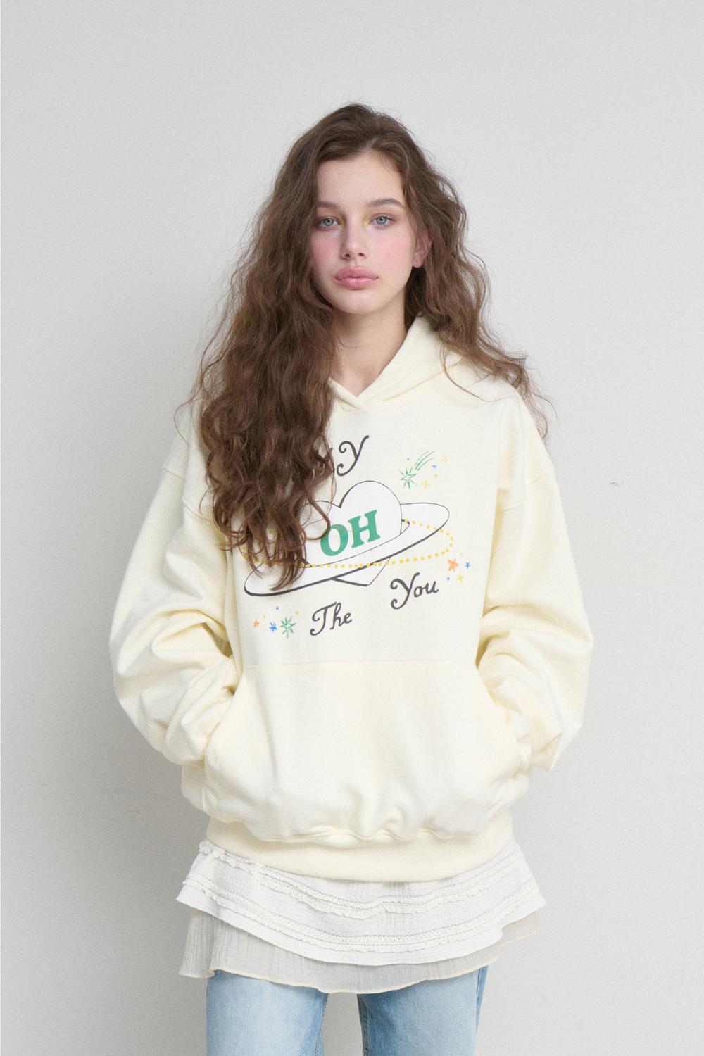 HEART PLANET HOODIE T (CREAM)