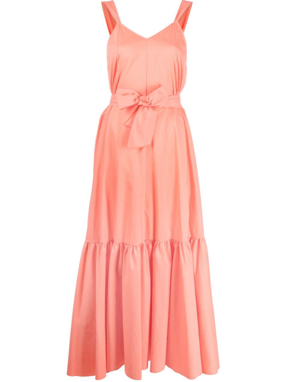 타이 웨이스트 티어드 드레스