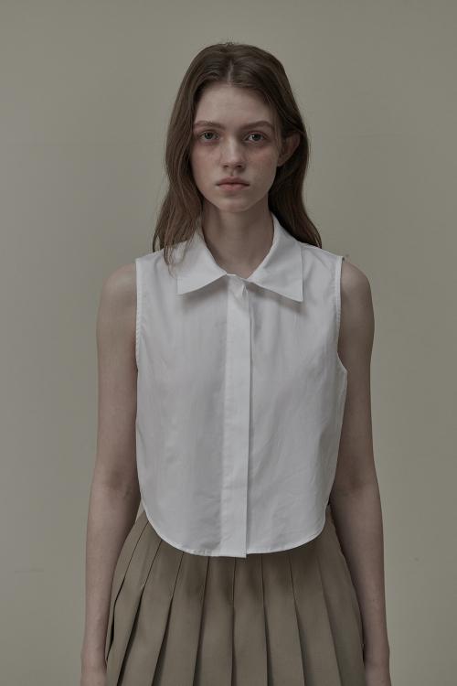 Sleeveless Cotton Shirt - White