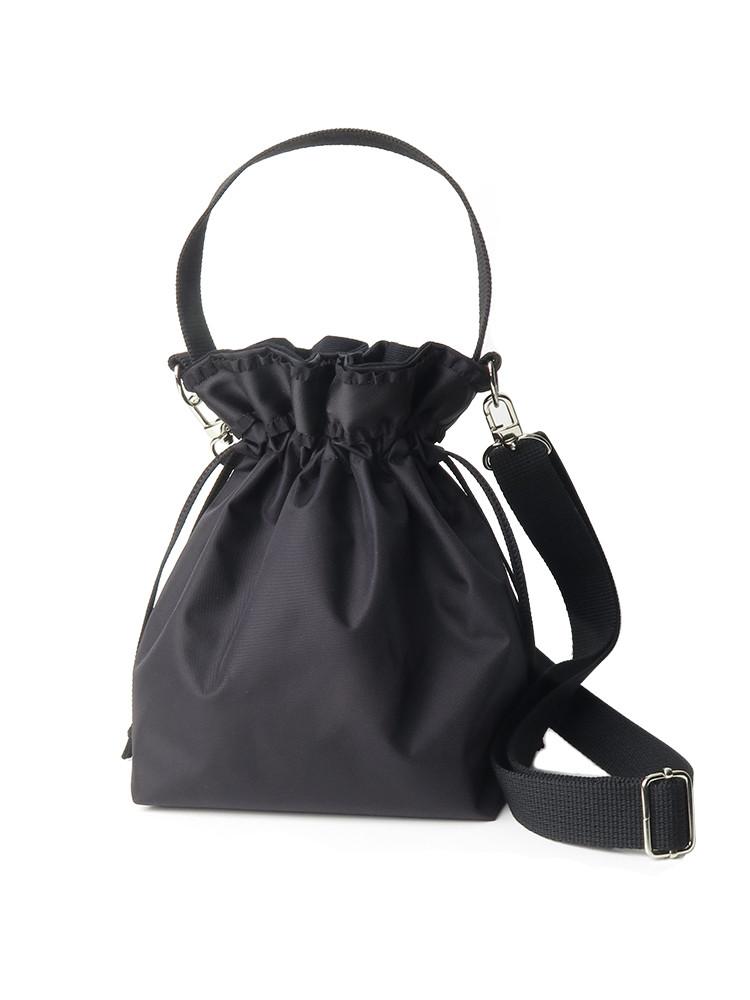에이바이에이 블랙 프릴 리본 미니 버킷백 복조리백 원단 복주머니 가방