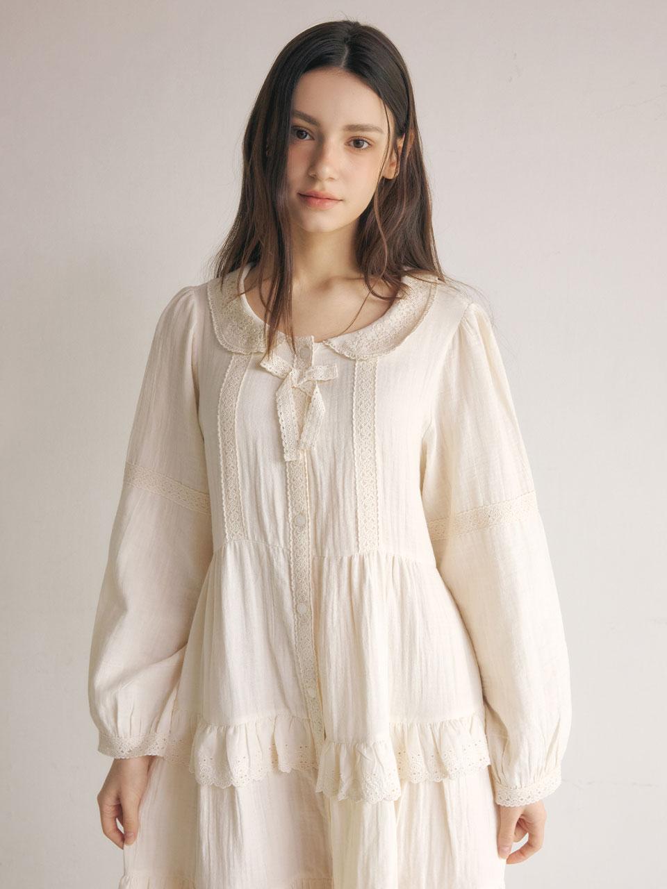 여성 제타 코튼 긴소매 셔츠 원피스 잠옷 25-07431