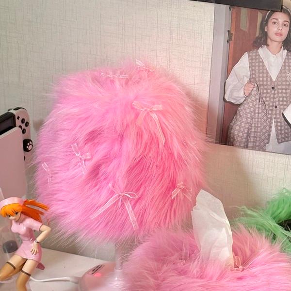 pink fur desk lamp