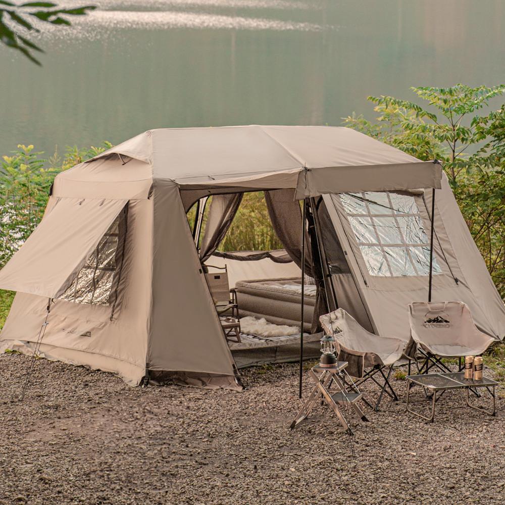 로티캠프 자동 대형 방수 감성 캠핑 그늘막 힐하우스 원터치 텐트 풀오픈
