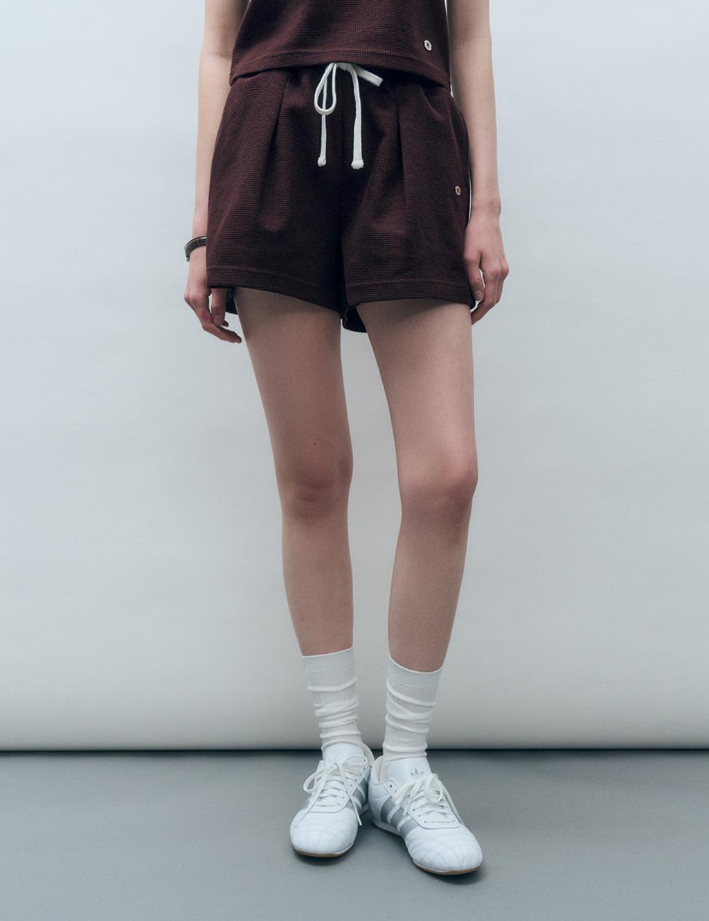 와플 밴딩 스웻 쇼츠 브라운 MDPT069BROWN