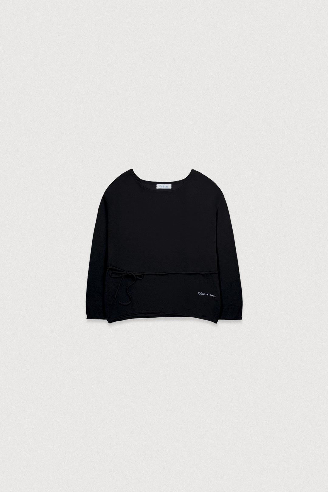 [B-grade] LINEN BOAT NECK KNIT [BLACK]