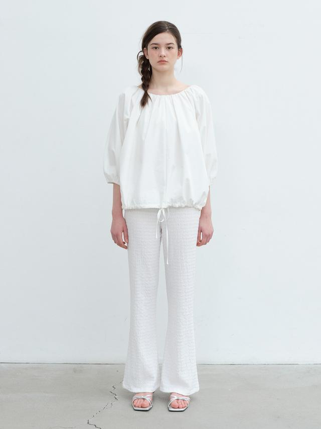 Wrinkle Flare Pants-White