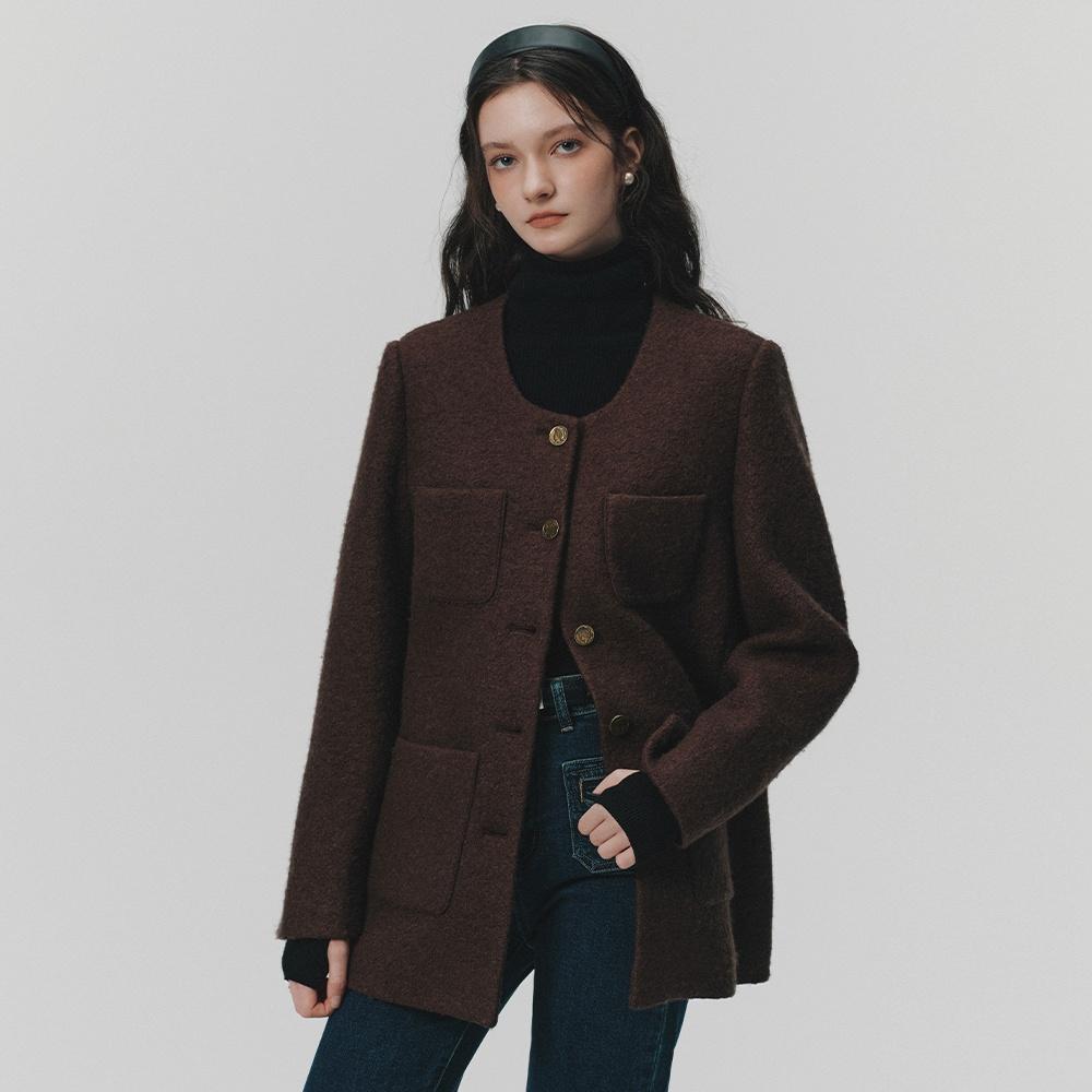 MAY woolen shearing jacket_brown