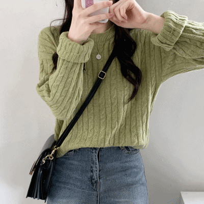 [🔥1만장돌파!🔥] 리안나 캐시 꽈배기 라운드 긴팔 니트