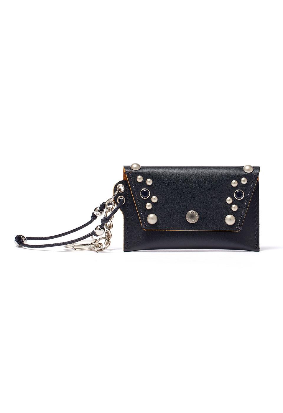 STUD CARD CASE KEYCHAIN, BLACK